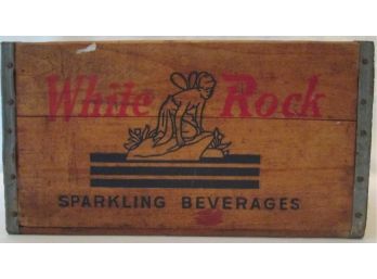 Vintage WHITE ROCK Brand, Wooden SPARKLING BEVERAGE BOX, Galvanized Trim