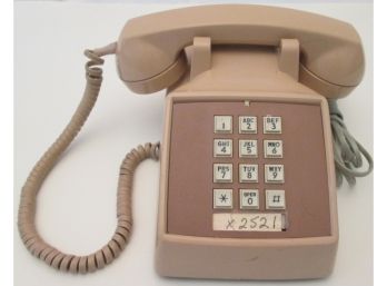 Vintage COMDIAL Brand, PUSH BUTTON DIAL Telephone, Tan Or Beige Color