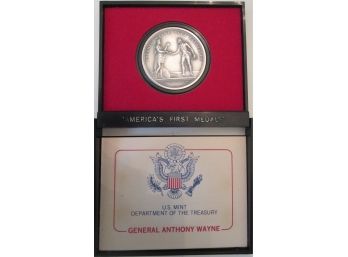 Authentic AMERICA'S FIRST MEDALS Commemorative Medal, GENERAL ANTHONY WAYNE, $1 Size