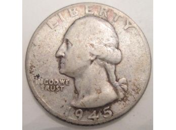 Authentic 1945P WASHINGTON SILVER QUARTER Dollar $.25 United States