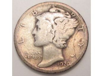 Authentic 1920P MERCURY SILVER DIME $.10 United States