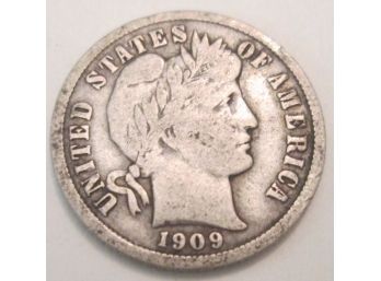 Authentic 1909P BARBER Or LIBERTY SILVER DIME $.10 United States