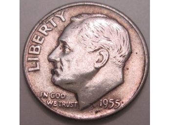 Authentic 1955P ROOSEVELT SILVER DIME $.10, United States