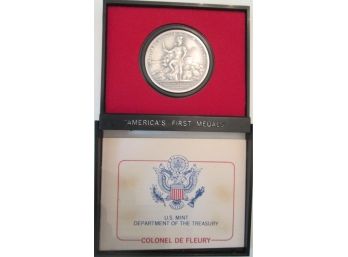 Dated 1980, Authentic AMERICA'S FIRST MEDALS Commemorative Medal, FRANCOIS De FLEURY, $1 Size