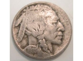 Authentic 1935D BUFFALO NICKEL $.05, United States Type Coin