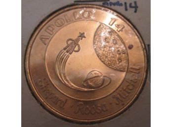 Authentic 1971 APOLLO XIV 14, Commemorative Medal, $1 Size