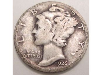 Authentic 1926P MERCURY SILVER DIME $.10 United States