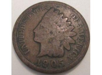 Authentic 1905P INDIAN Cent Penny COPPER $.01, United States