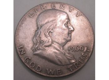 Authentic 1960D FRANKLIN SILVER Half Dollar $.50 United States