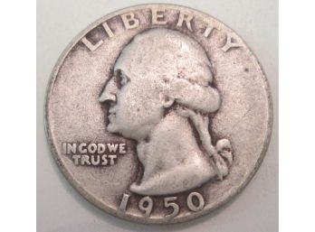 Authentic 1950P WASHINGTON SILVER QUARTER Dollar $.25 United States