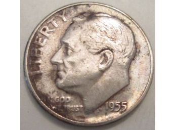 Authentic 1955S ROOSEVELT SILVER DIME $.10, United States