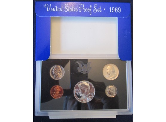 SET Of 5 COINS! Authentic 1969S PROOF SET, Uncirculated, 40 SILVER Kennedy Half, United States
