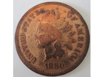 Authentic 1880P INDIAN Cent Penny $.01, United States