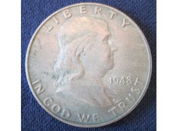 Authentic 1948P FRANKLIN SILVER Half Dollar $.50 United States