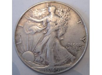 Authentic 1945P WALKING LIBERTY SILVER Half Dollar $.50 United States