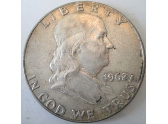 Authentic 1962P FRANKLIN SILVER Half Dollar $.50 United States