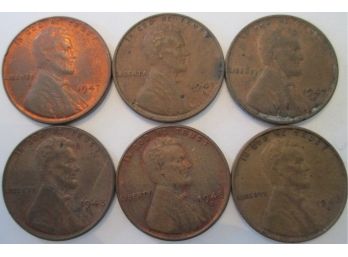 SET Of 6! Authentic 1947P/D/S & 1948PDS LINCOLN Cent Penny $.01, United States