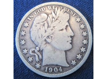 Authentic 1904P BARBER Or LIBERTY SILVER Half Dollar $.50 United States