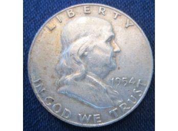 Authentic 1954D FRANKLIN SILVER Half Dollar $.50 United States