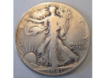 Authentic 1941P WALKING LIBERTY SILVER Half Dollar $.50 United States