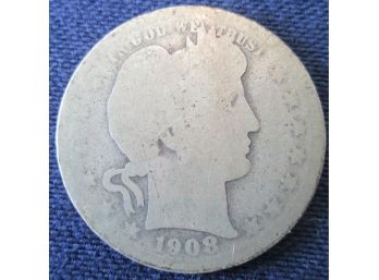 Authentic 1908D BARBER Or LIBERTY SILVER QUARTER $.25 United States