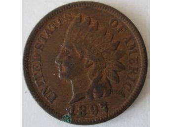 Authentic 1897P INDIAN Cent Penny $.01, United States