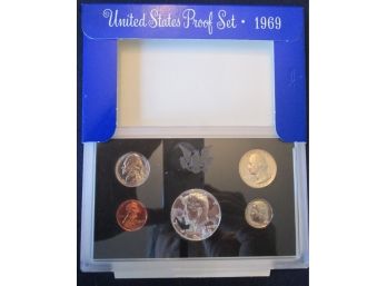 SET Of 5 COINS! Authentic 1969S PROOF SET, Uncirculated, 40 SILVER Kennedy Half, United States