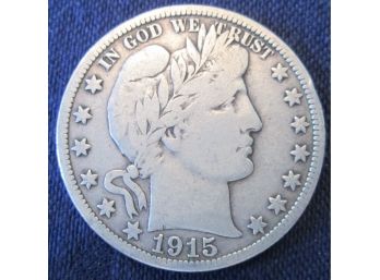 Authentic 1915S BARBER Or LIBERTY SILVER Half Dollar $.50 United States
