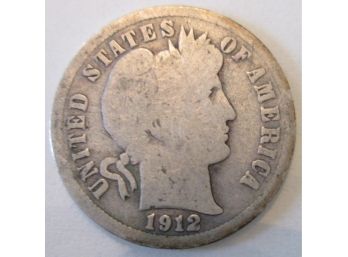 Authentic 1912P BARBER Or LIBERTY SILVER DIME $.10 United States