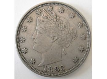 Authentic 1883P 'v' LIBERTY NICKEL $.05, United States, First Year Of Issue, NO CENTS Type Coin