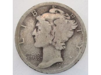 Authentic 1918D MERCURY SILVER DIME $.10 United States