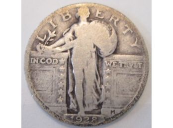 Authentic 1928P STANDING LIBERTY SILVER QUARTER Dollar $.25 United States