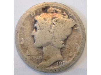 Authentic 1918P MERCURY SILVER DIME $.10 United States