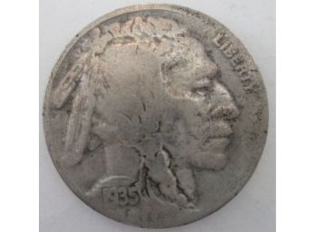 Authentic 1935S BUFFALO NICKEL $.05, United States Type Coin