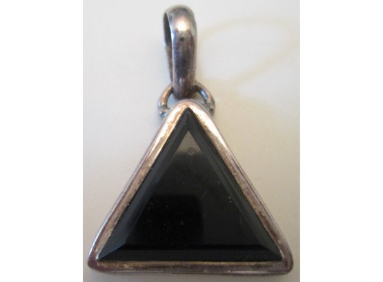 Vintage Drop PENDANT, TRIANGULAR Central Stone, Sterling .925 Silver Setting With Carrier Loop