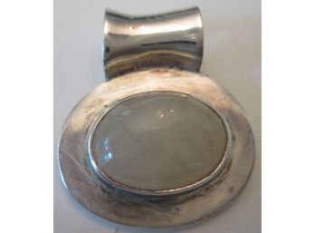 Signed SOMERSET, Vintage Drop PENDANT, CBOCHON Central Stone, MEXICO Sterling .925 Silver Setting