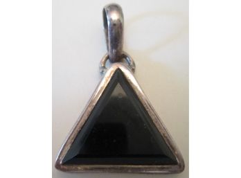Vintage Drop PENDANT, TRIANGULAR Central Stone, Sterling .925 Silver Setting With Carrier Loop