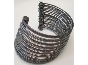 Contemporary Stacked BRACELET, Alternating Rope & Smooth, Dark Gray Anodized Finish