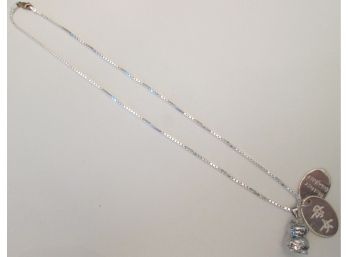 Contemporary MULTI Pendant Drop NECKLACE, 'mother Daughter', Made ITALY, Sterling .925 Silver Chain & Setting