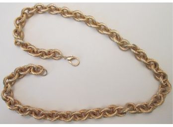 Vintage Heavy Rope CHAIN NECKLACE 24' Length, Gold Tone Base Metal, Functional Clasp