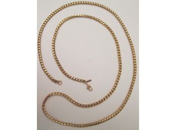 Signed MONET, Vintage SERPENTINE Chain 30' NECKLACE, Gold Tone Finish, Mechanical Clasp