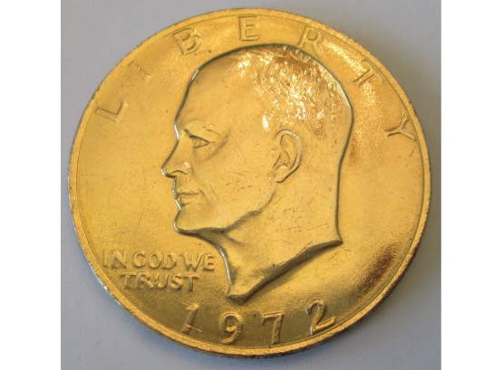 Authentic 1972P EISENHOWER DOLLAR $1.00, Gold Plated Clad Content, United States