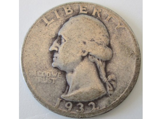 Authentic 1932P WASHINGTON SILVER QUARTER Dollar $.25, 90percent Silver, United States