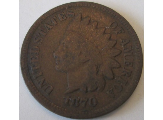 Authentic 1870P INDIAN Cent Penny COPPER $.01, Copper Content, United States
