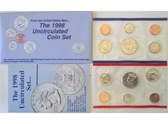 SET Of 10 COINS! Authentic 1998P & D MINT SET Brilliant Uncirculated, Kennedy Washington United States