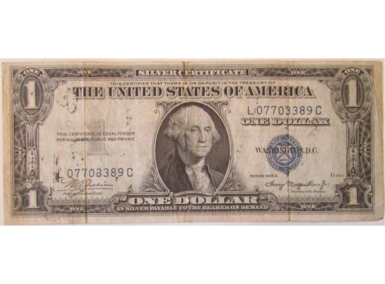 Authentic 1935A Series, $1 SILVER CERTIFICATE, Henry Morgenthau Jr., United States