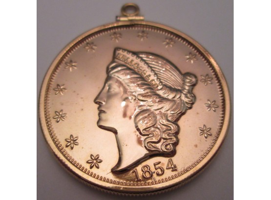 Contemporary COIN PENDANT, $20 Replica, Mirror PROOF Gold Tone Finish, Ready For Your Chain