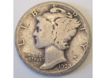 Authentic 1923P MERCURY SILVER DIME $.10, 90percent Silver, United States
