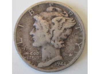 Authentic 1944P MERCURY SILVER DIME $.10, 90percent Silver, United States