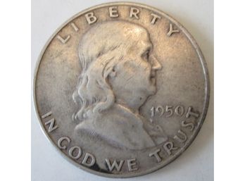 Authentic 1950D FRANKLIN SILVER Half Dollar $.50, DENVER Mint, United States